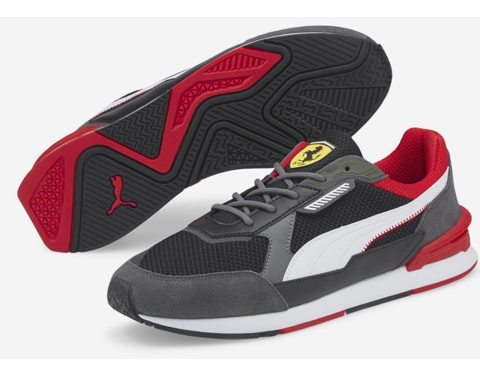 Puma Ferrari Low Racer серые с красным
