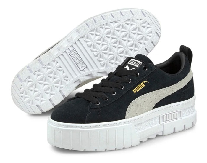 Puma Mayze Low замшевые черные с белым